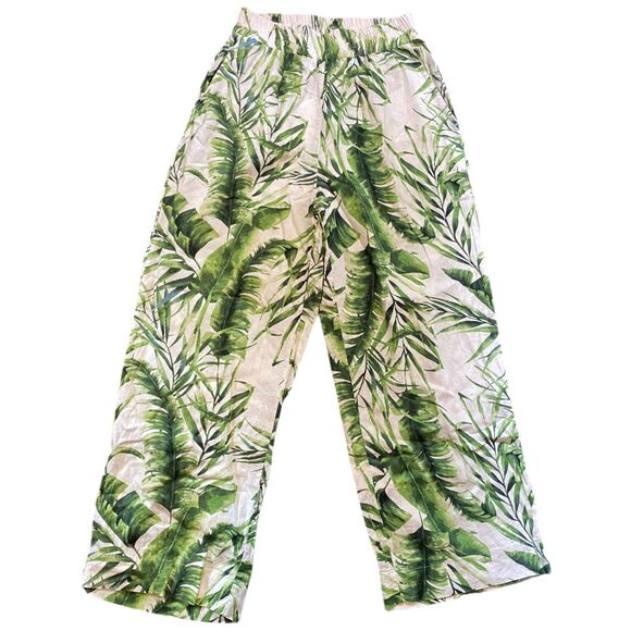 Panama Jack Linen Blend Pants Women’s Size S Wide Leg Tropical Pockets Green - Picture 7 of 10